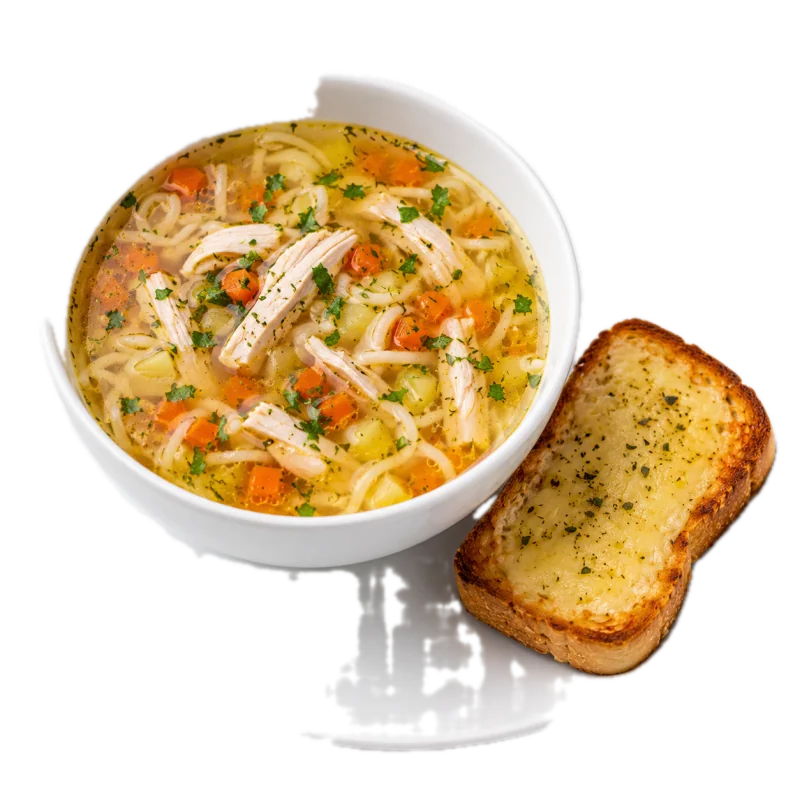 Куриный суп с тостом